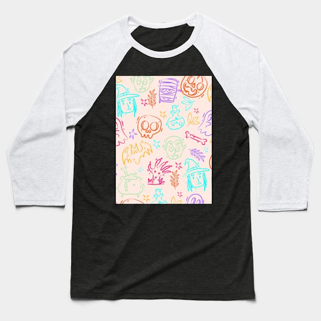 Pastel Halloween Pattern Baseball T-Shirt by edmproject